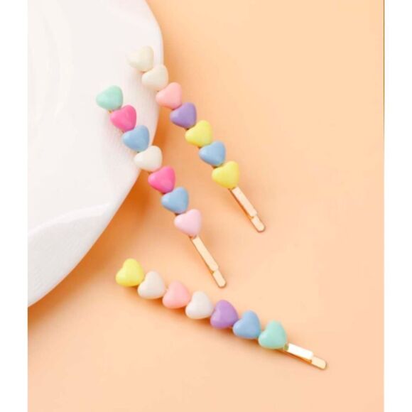 Pastel Hearts Hair Clips - Picture 1 of 5